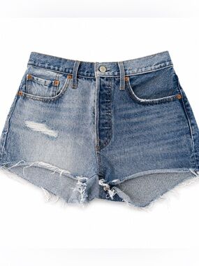 Levi's 501 Colorblock Cutoff Denim Shorts Two Tone Distressed